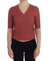 Dolce & Gabbana Red Wool Tweed Short Sleeve Sweater Pullover -   -  Dolce & Gabbana.